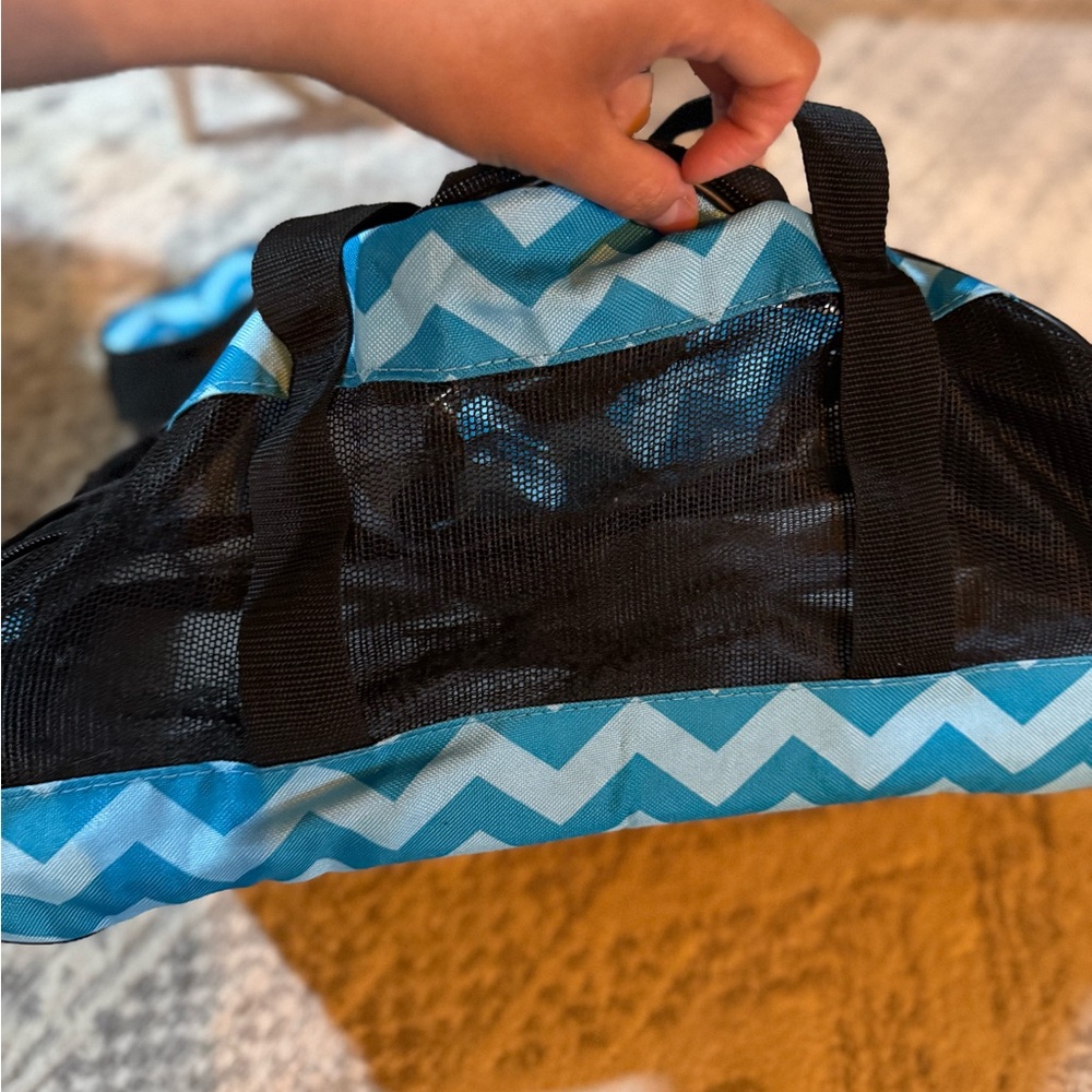 Blue Chevron small Pet Carrier